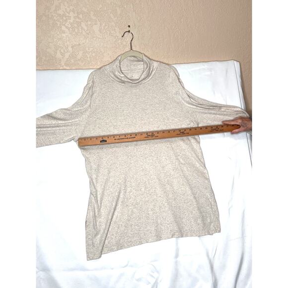 J.Jill Perfect Pima tunic beige/cream heathered cowl neck career basic office - Picture 4 of 7